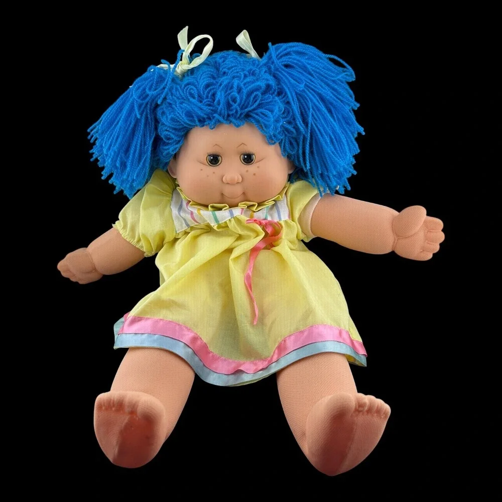 B.B. Made In Spain My Baby Doll Blue Hair Blinking Eyes Rare Vintage Collectible